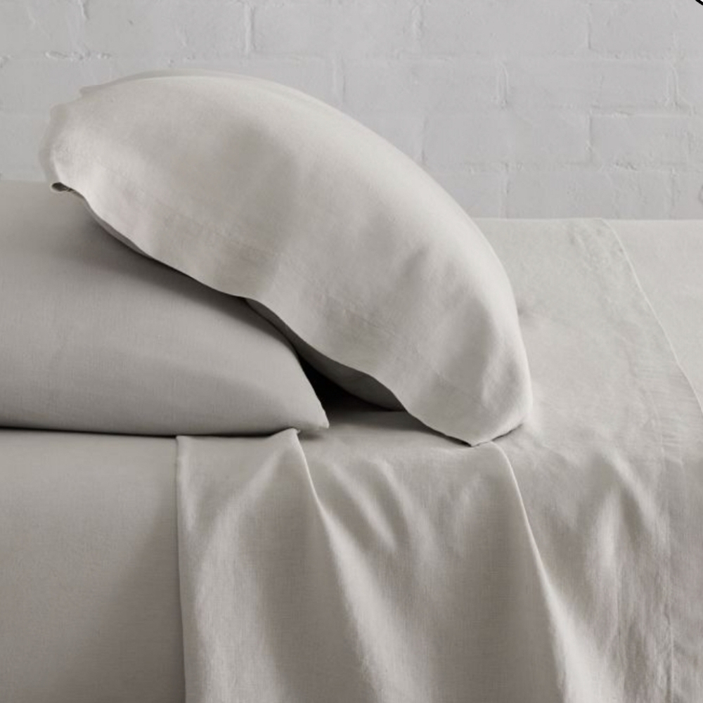 ❤️BUY 2 GET 1 FREE West Elm European Flax Linen,Full,Retail $269.00,Frost Grey